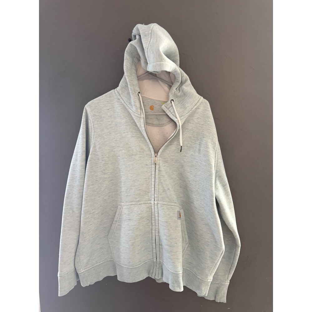 Carhartt Womens XL Full Zip Hoodie Light Blue Heathered Sweatshirt 100134